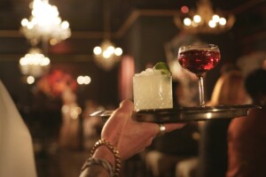 cocktails on a serving tray